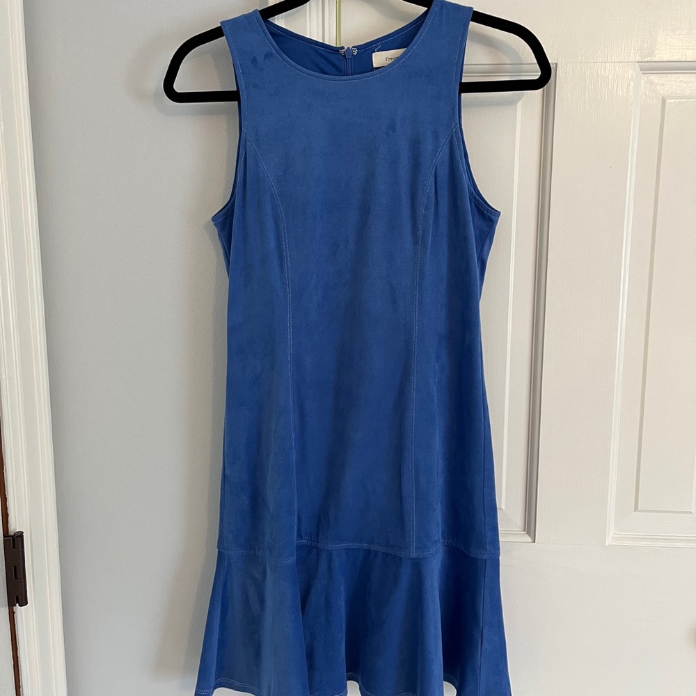 Suede Cobalt Blue Flare Mini Dress